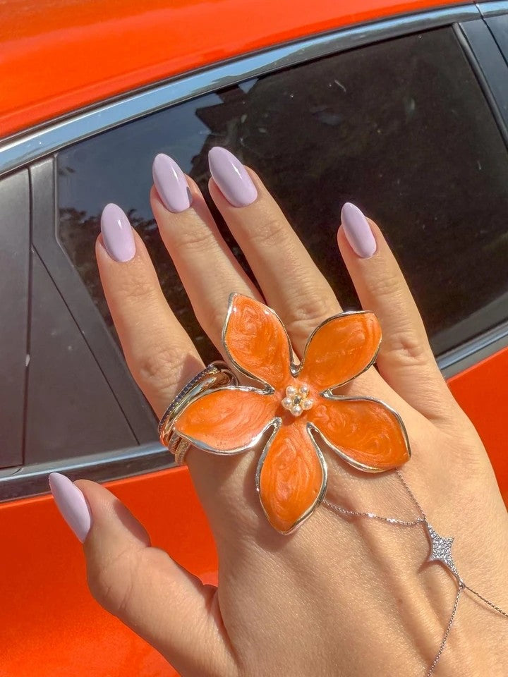 Orange Floral Grace Ring And Bracelet Set