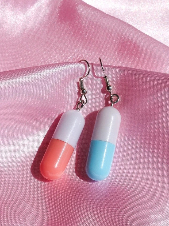 Pill-Shaped Lipstick Earrings