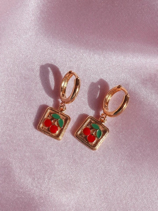 Square Cherry Earrings