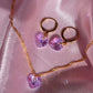Lilac Heart Necklace Earring Set