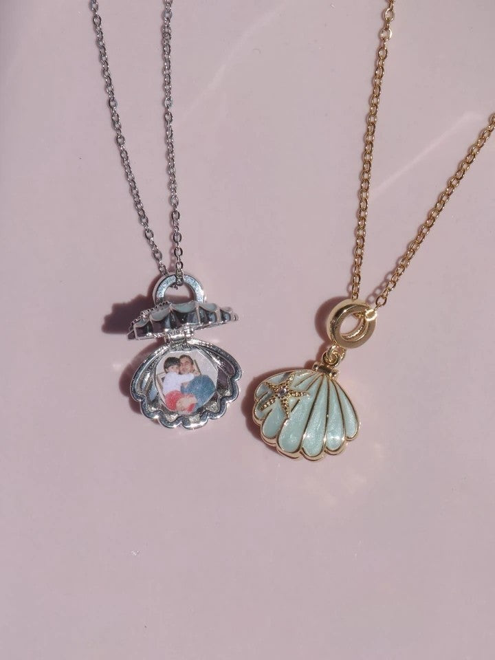 Star Shell Personalized Photo Steel Necklace