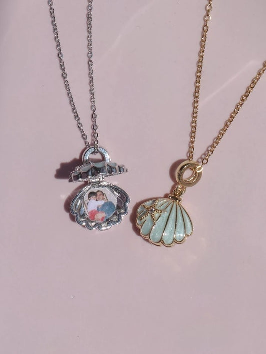 Star Shell Personalized Photo Steel Necklace