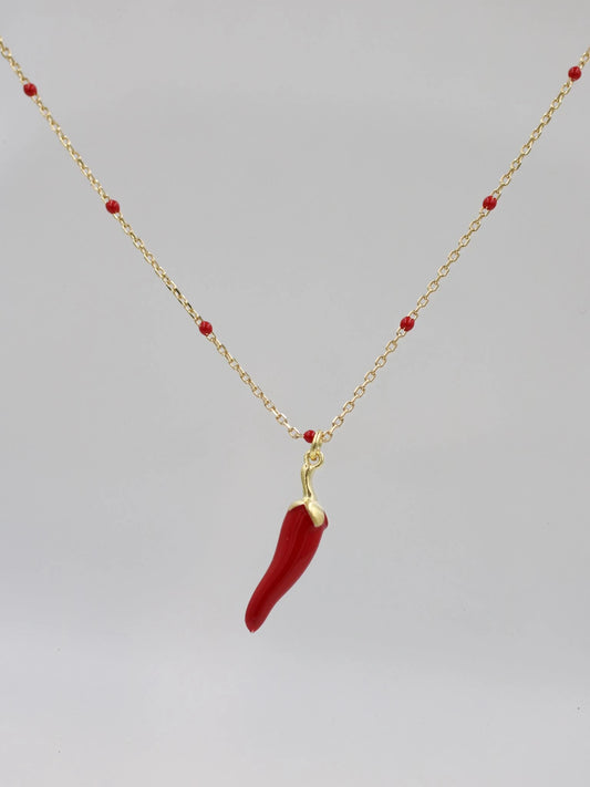 Italian Horn Red Amore 925 Silver Necklace