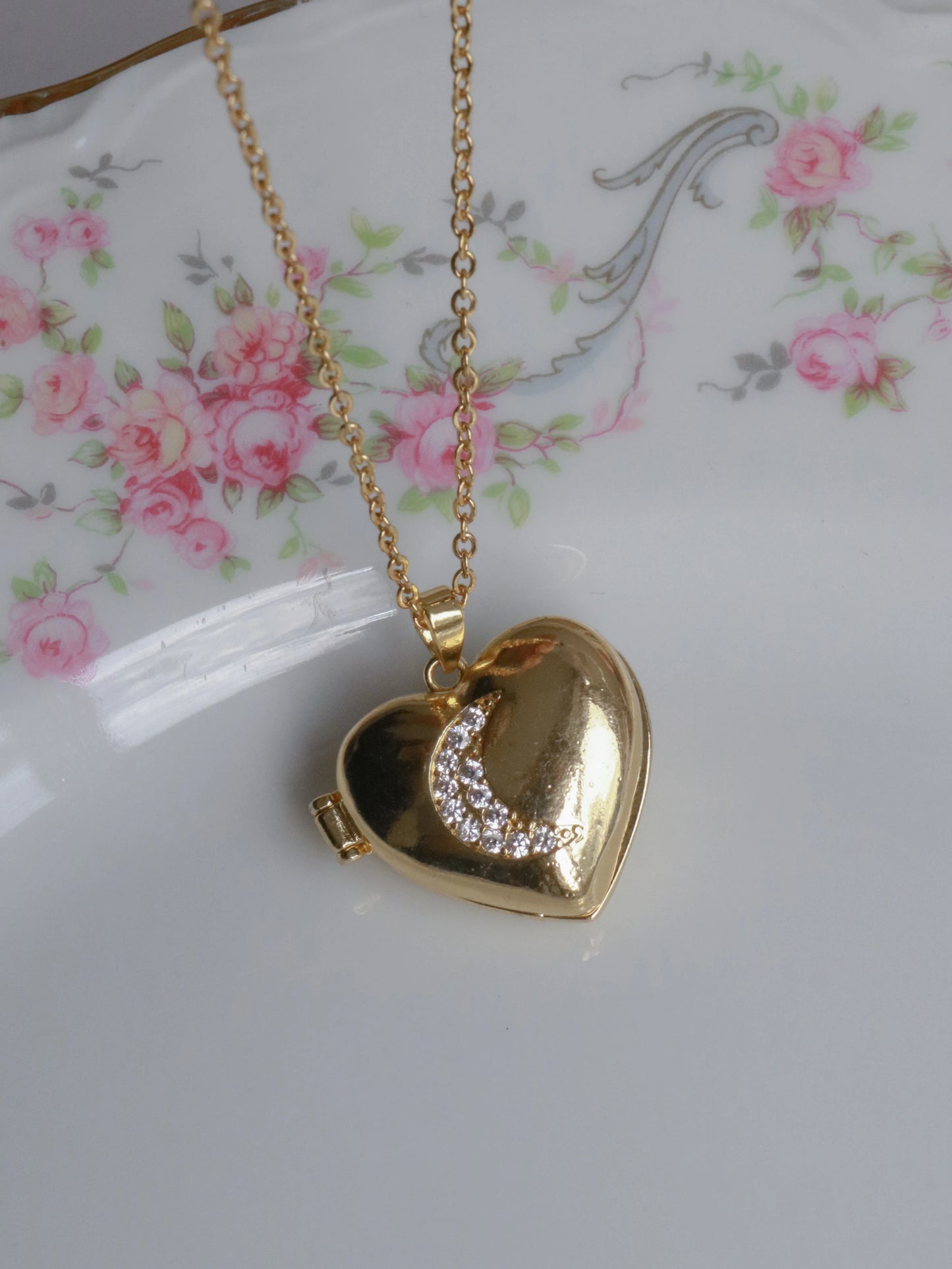 Heart Under The Moon Personalized Photo Locket Necklace