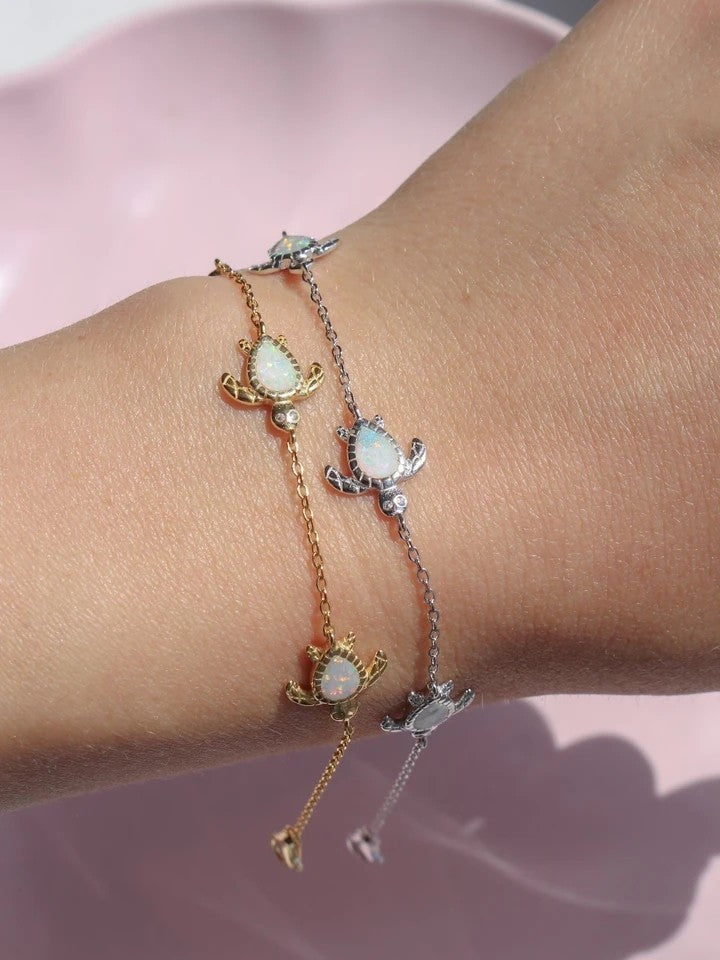 White Sea Turtle 925 Silver Bracelet