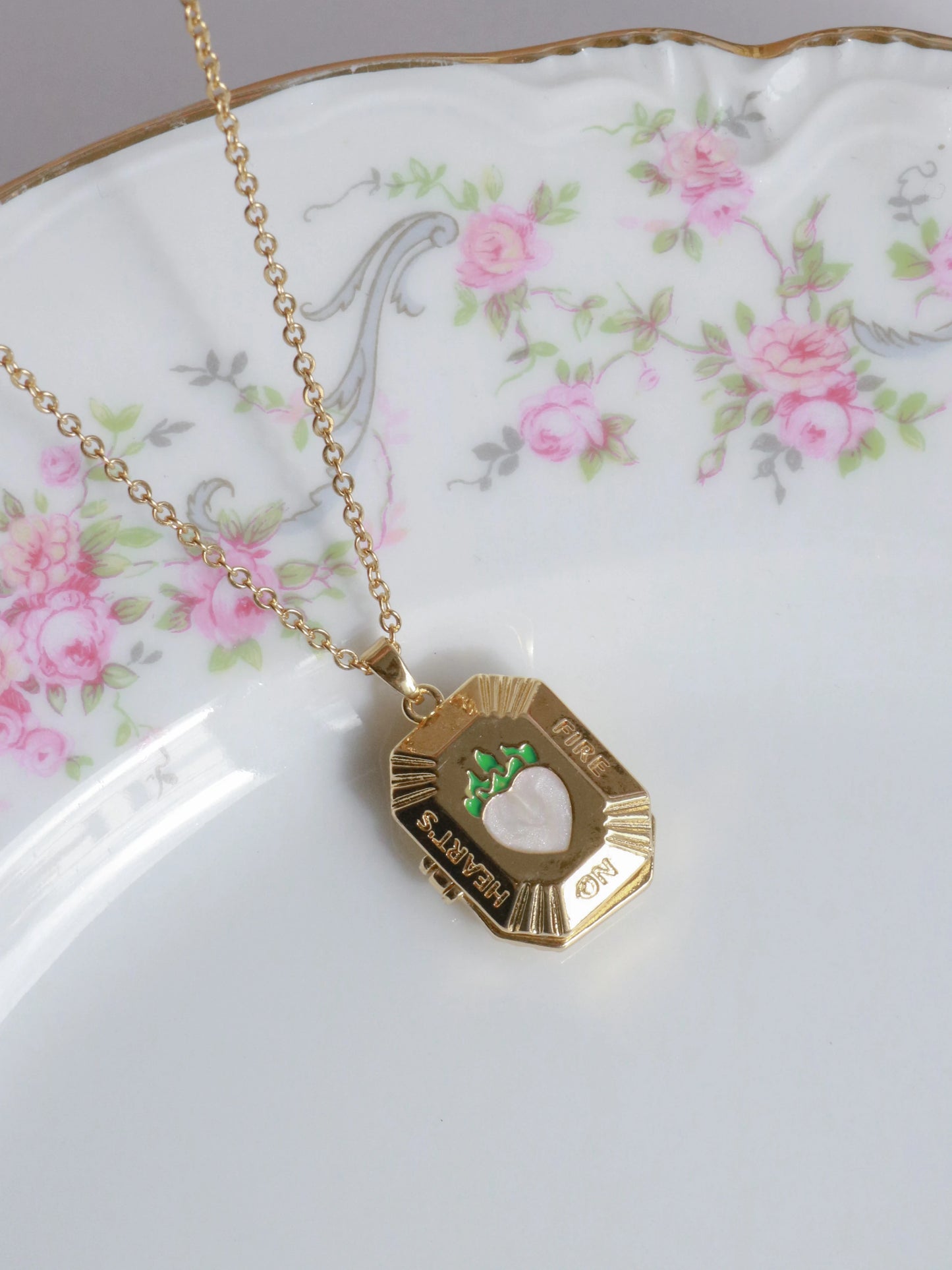 White Hearts On Fire Personalized Photo Locket Necklace