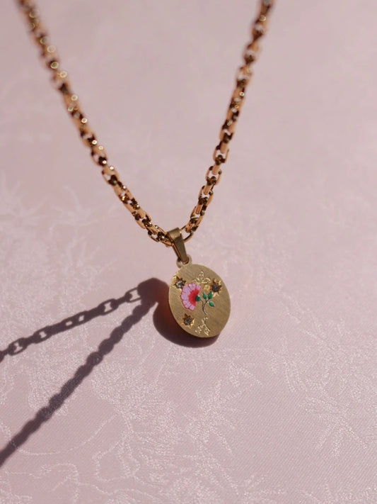 Vintage Abonica Flower Steel Necklace