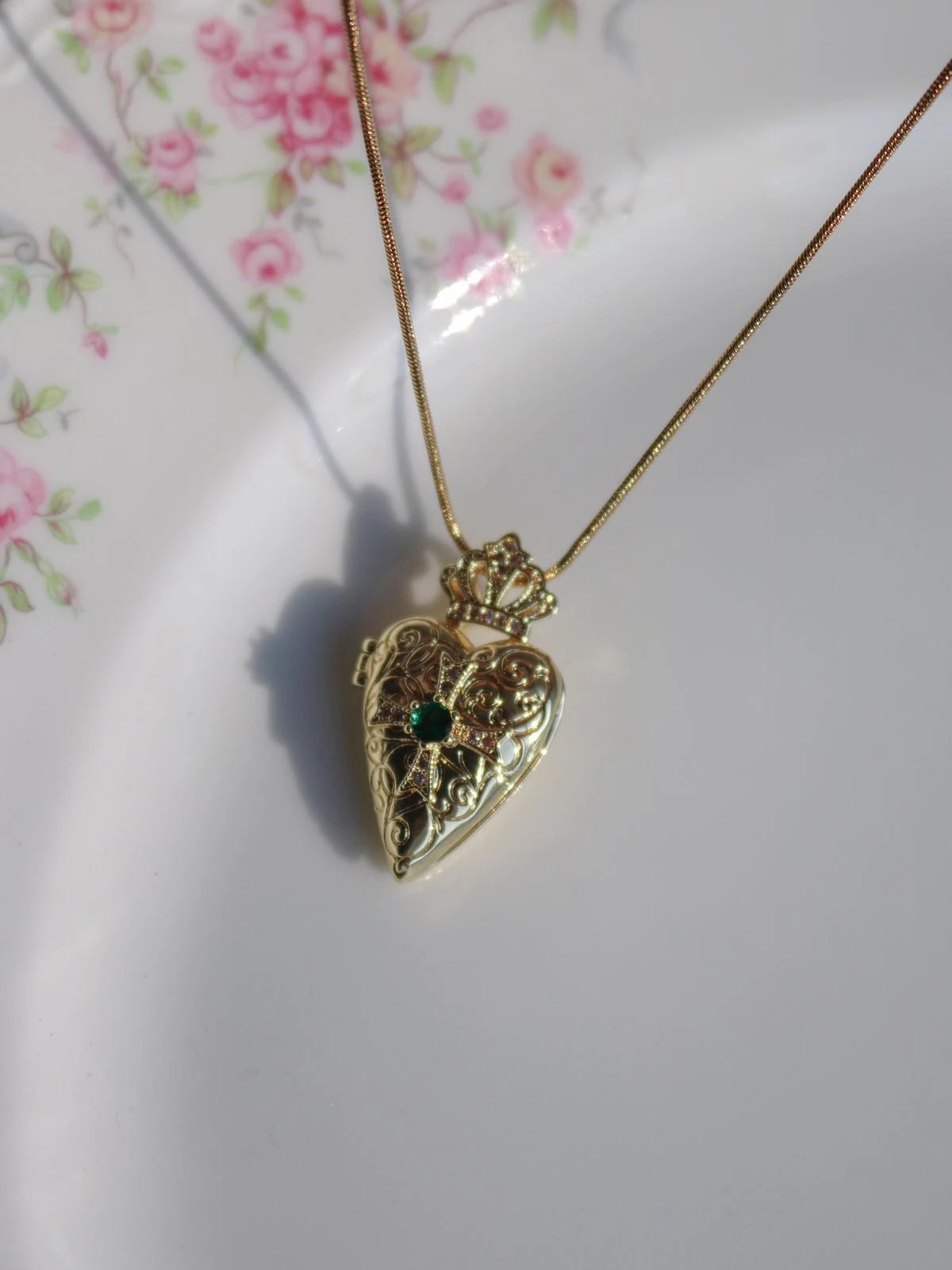 Queens Heart Crown Personalized Photo Locket Necklace