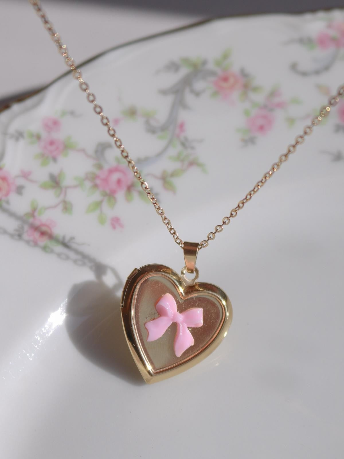 Pink Ribbon Personalized Photo Steel Necklace