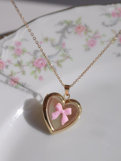 Pink Ribbon Personalized Photo Steel Necklace