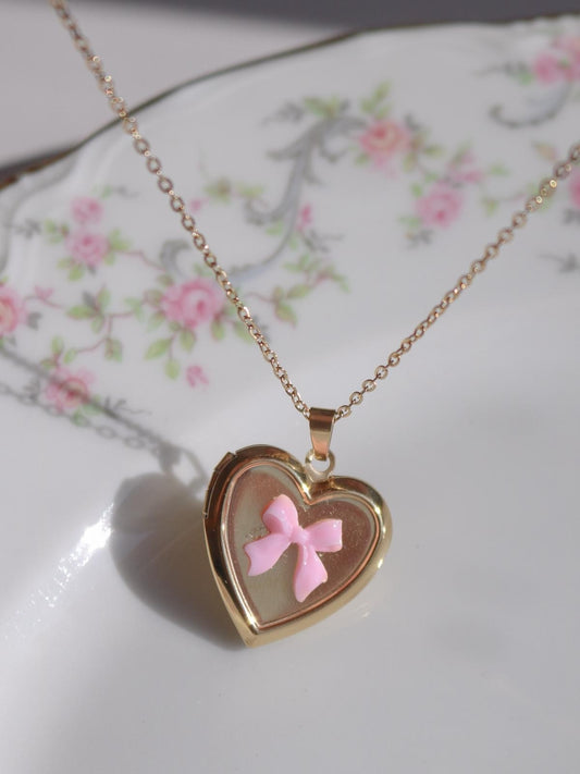 Pink Ribbon Personalized Photo Steel Necklace