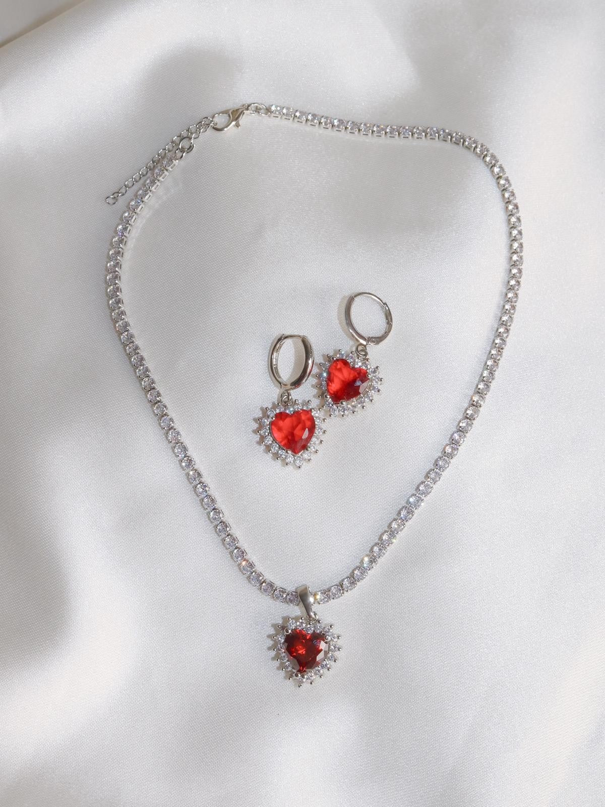 Royal Heart Choker Necklace and Earring Set