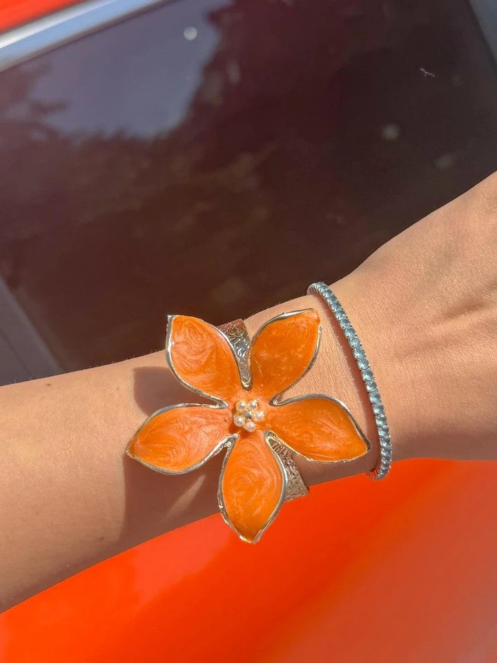 Orange Floral Grace Ring And Bracelet Set