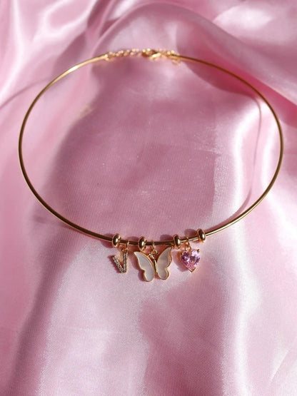 Butterfly Heart Hoop Necklace