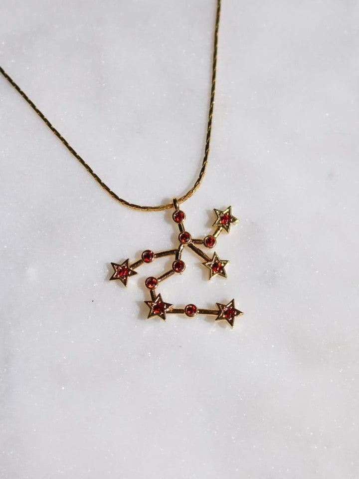 Zodiac Sign Star Map Birth Month Stone Necklace