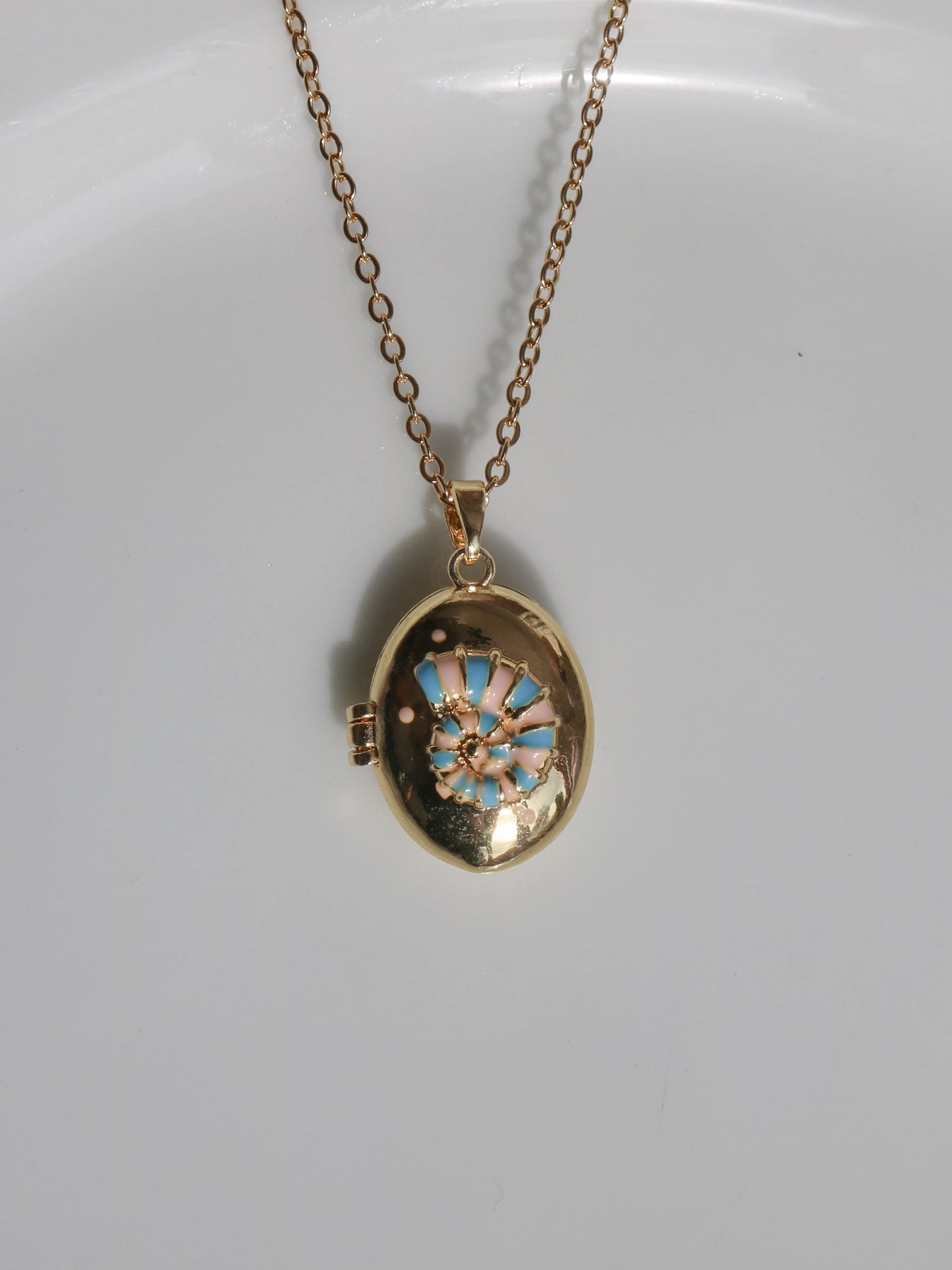 Blue - White Ursula Personalized Photo Locket Necklace