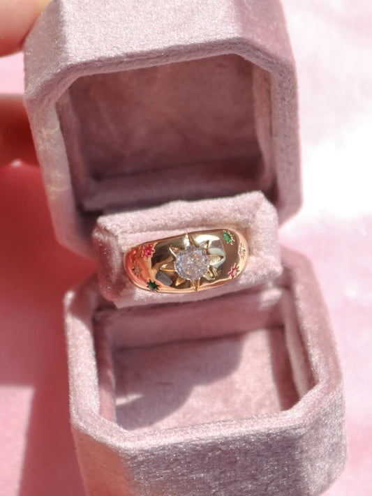 Vintage Colorful Flower Glow Ring