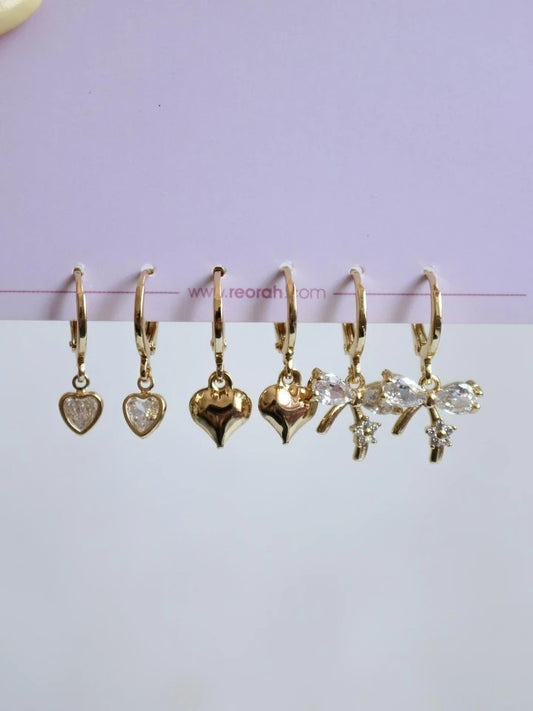 White Bow Shine Earring Set