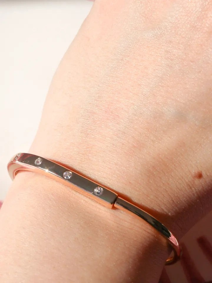 Steel Bracelet With Round Zircon Stone