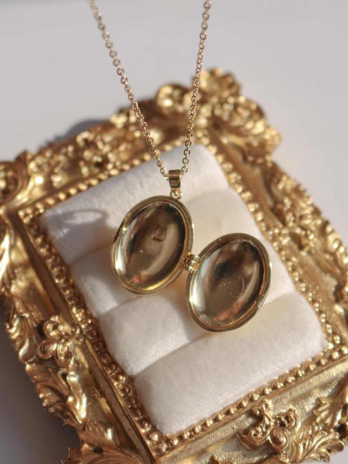 Golden Red Tulip Locket Necklace