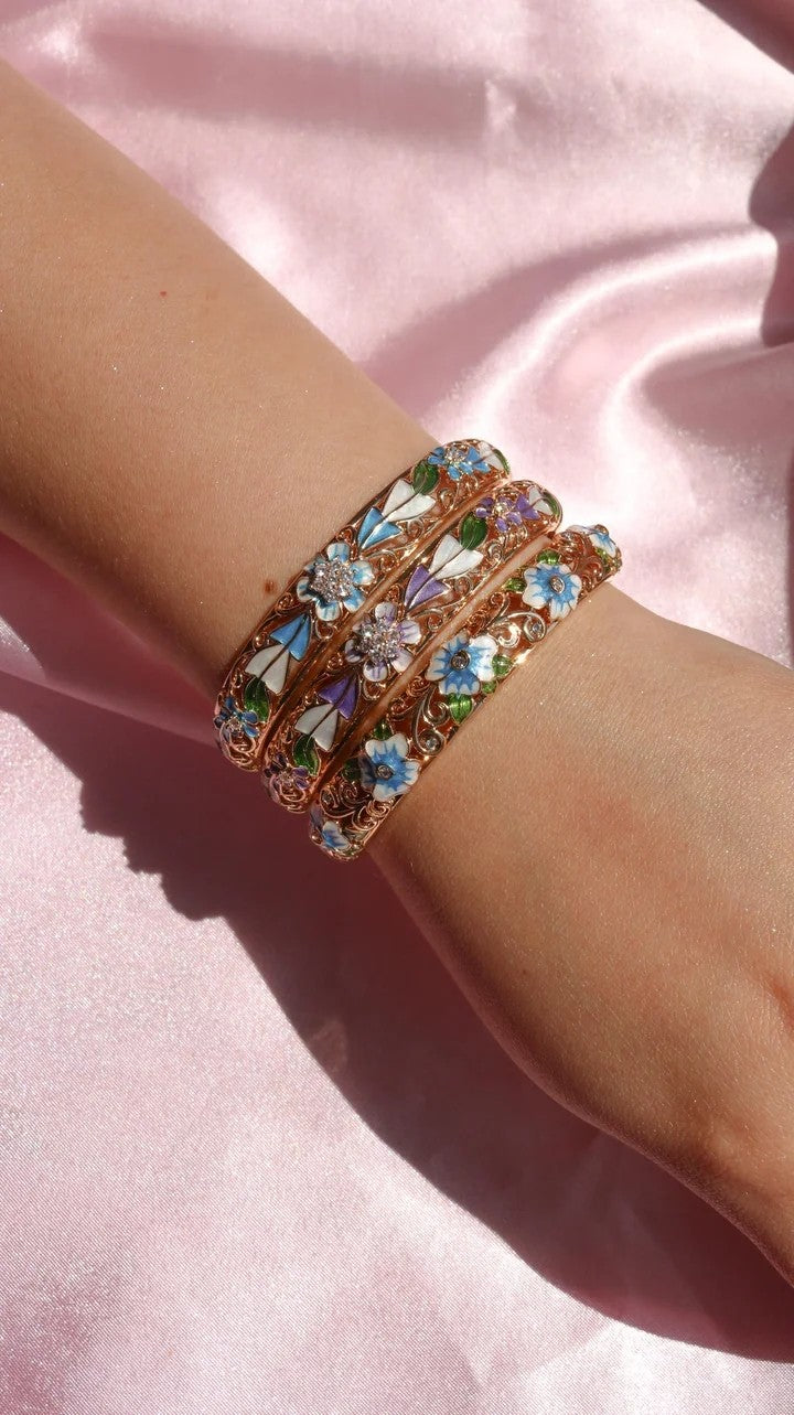Enamel And Stone Flower Bracelet