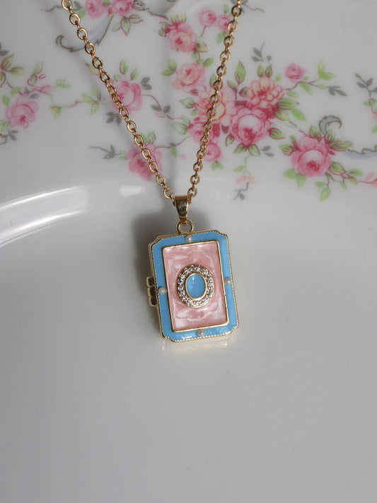 Blue Sapphire Story Personalized Photo Locket Necklace