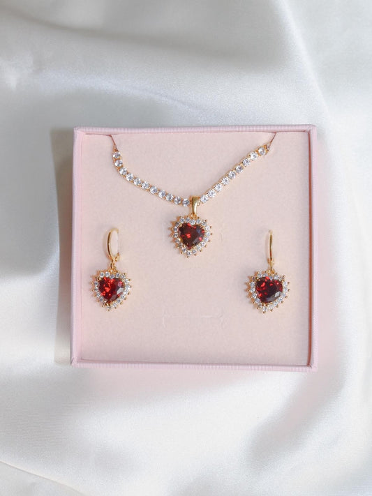 Royal Heart Choker Necklace and Earring Set