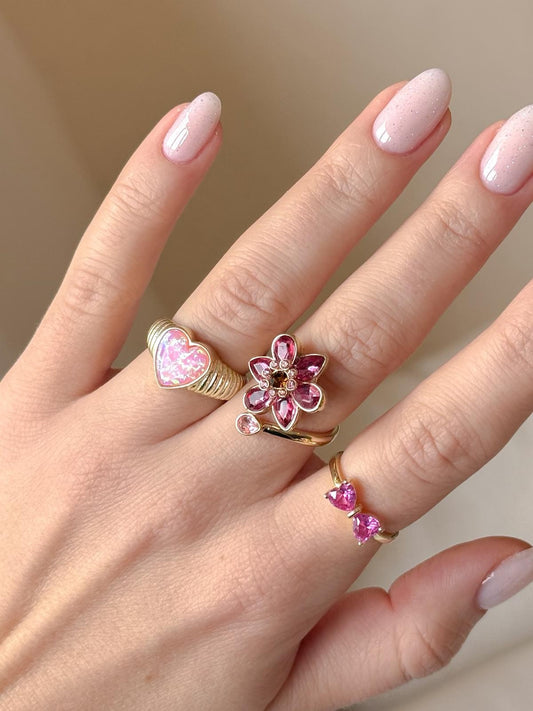 Dark Pink Bloomea Flower Ring