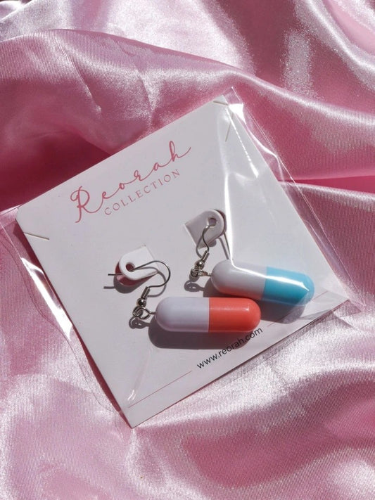 Pill-Shaped Lipstick Earrings