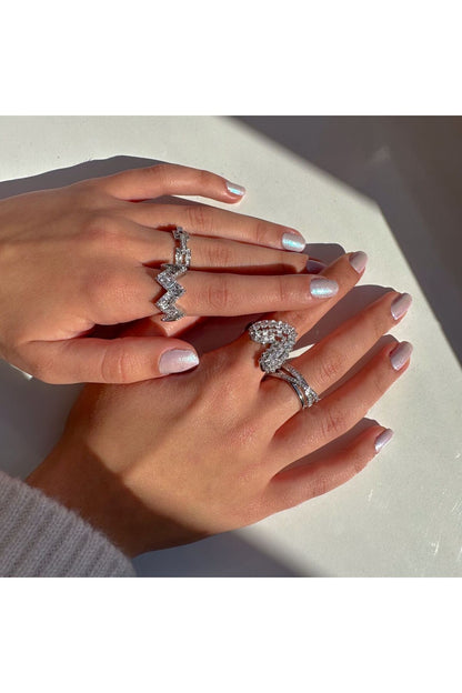 Large Heart Ring With Baguette Stone
