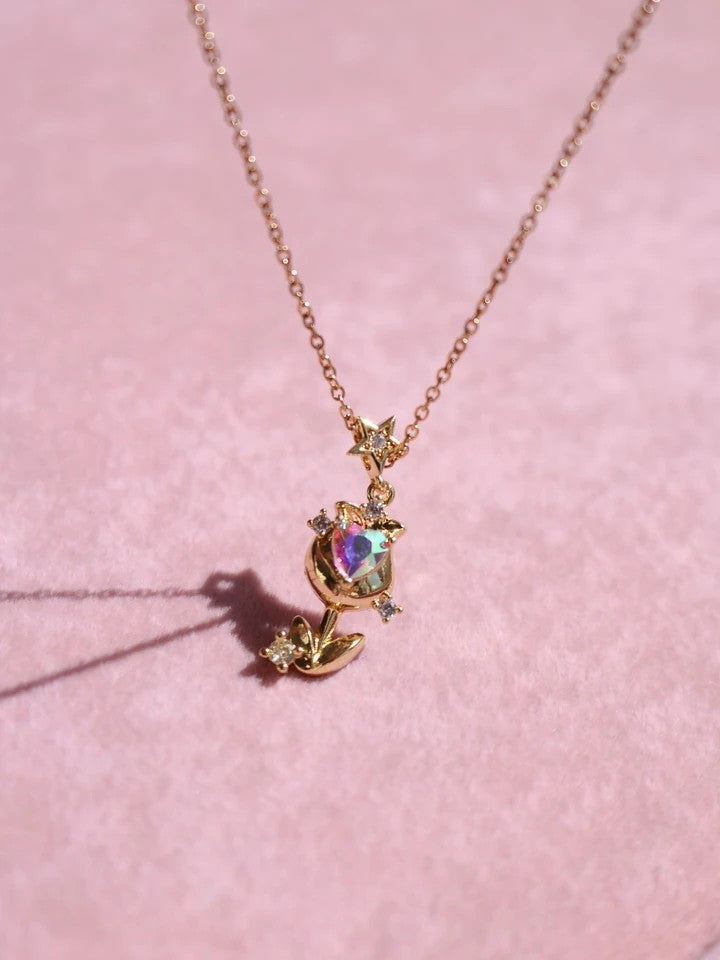 Heart Glow Rose Steel Necklace