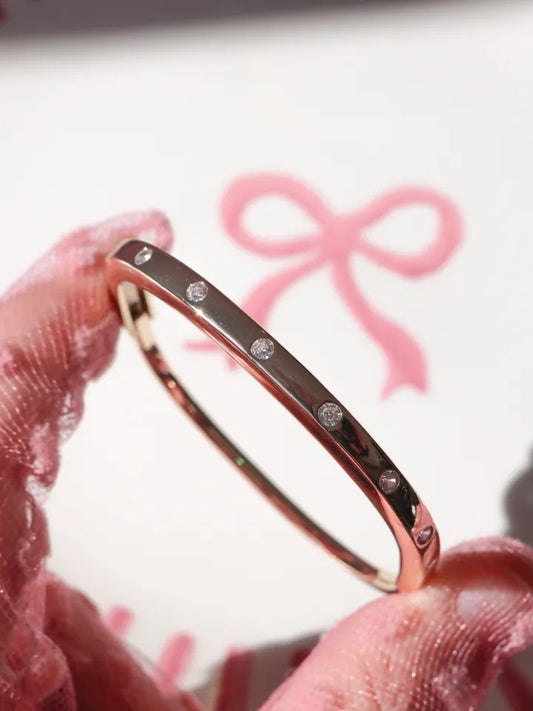 Steel Bracelet With Round Zircon Stone