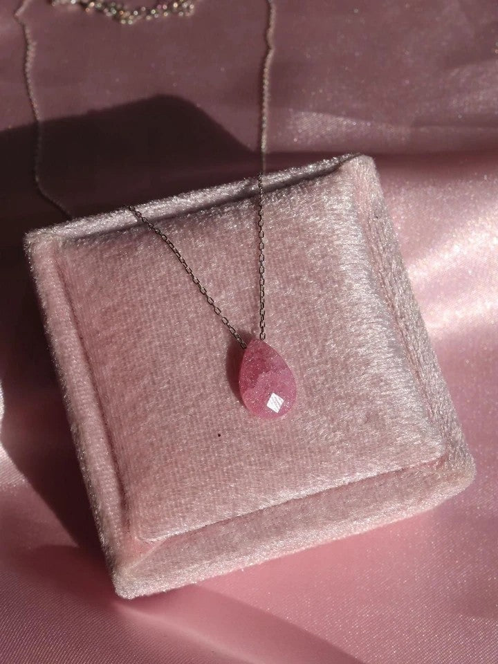 Swan Princess Enchanted Pink Stone Necklace 925 Silver