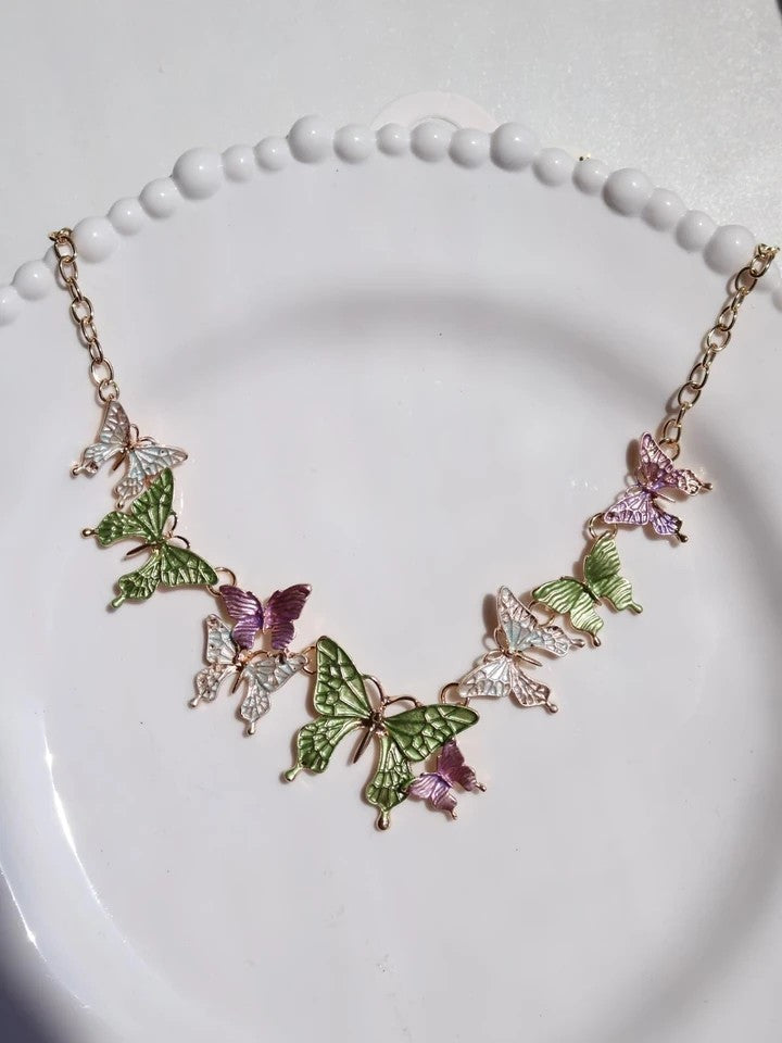 Green Fairy Butterfly Wings Necklace