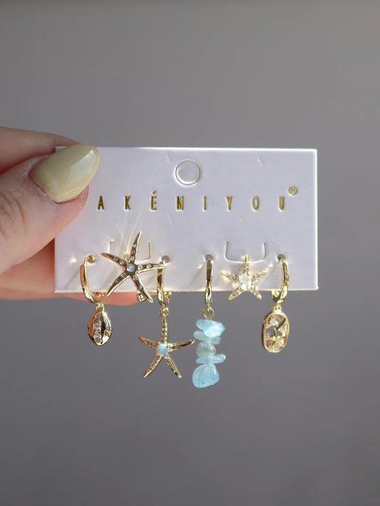 Aqua Glitter Earring Set