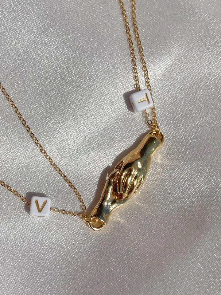 Hold My Hand Initial Magnet Necklace