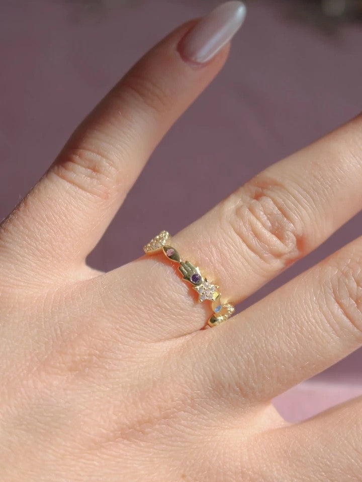 Fatima's Starry Hand 925 Silver Ring