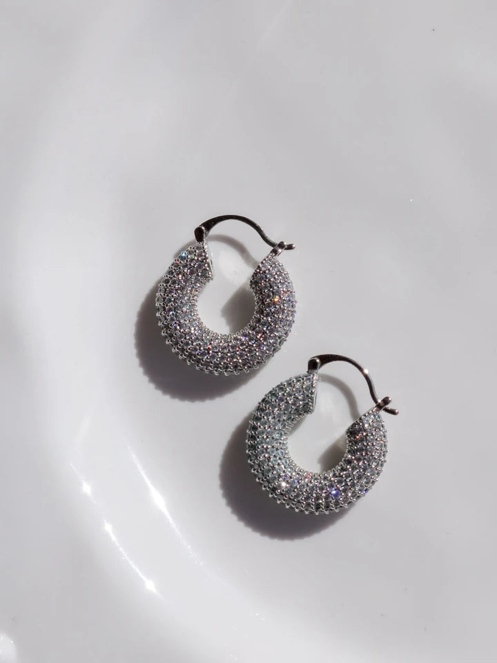 Basic Stone Hoop Earrings