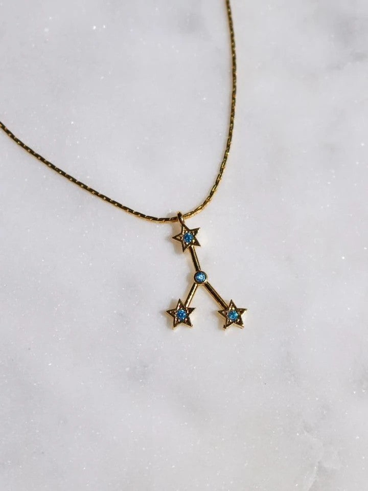Zodiac Sign Star Map Birth Month Stone Necklace