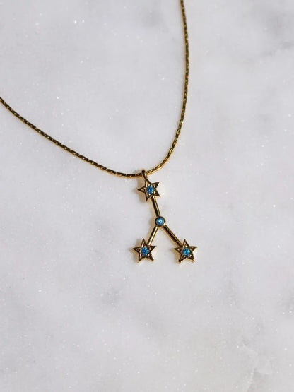 Zodiac Sign Star Map Birth Month Stone Necklace