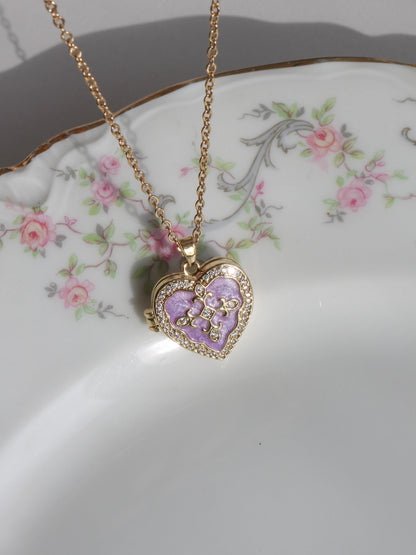 Purple Timeless Heart Personalized Photo Locket Necklace
