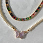 Fairy Glass Pearl Butterfly Necklace