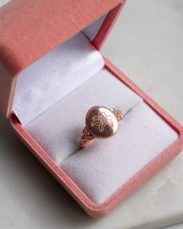 12 Princess Birth Flowers 925 Silver Ring