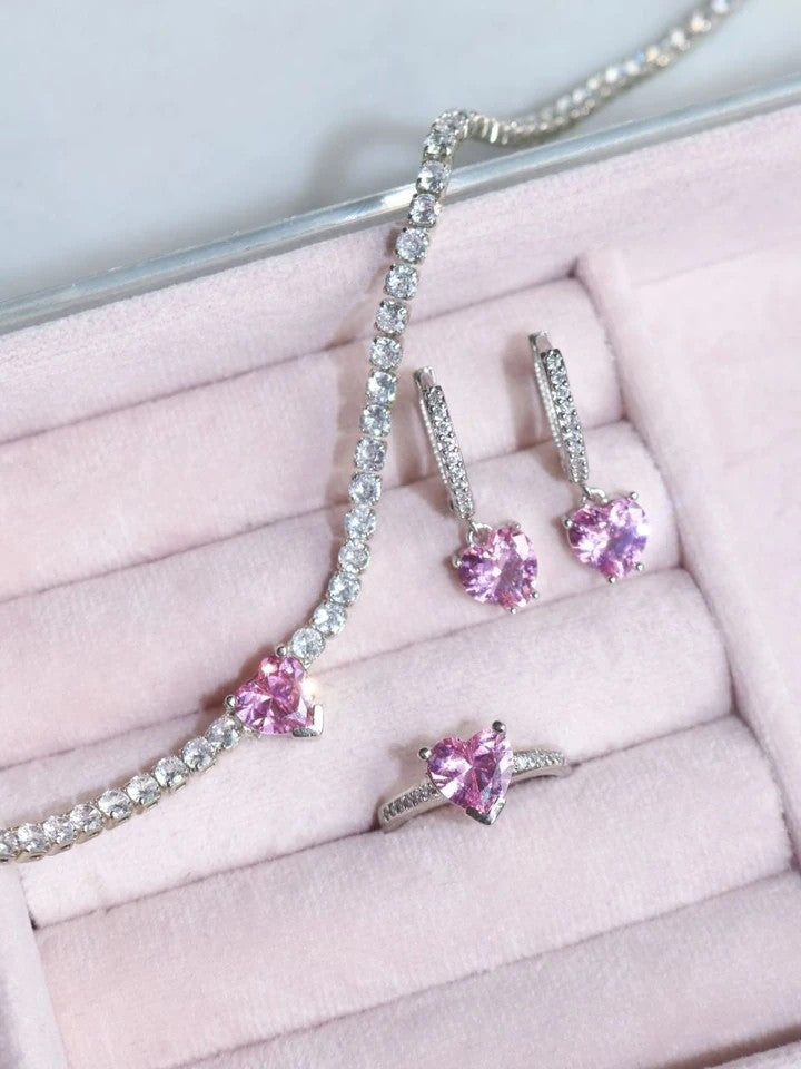 Pink Princess Choker Earring Ring Set