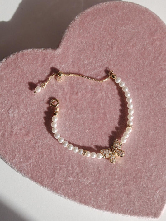 White Crystal Butterfly Elevator Bracelet