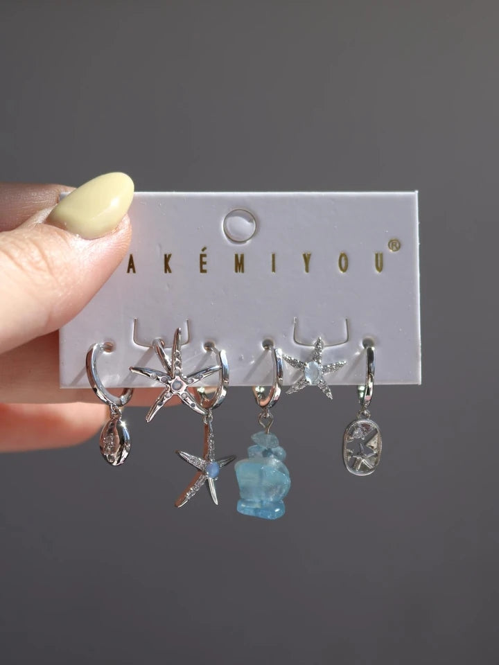 Aqua Glitter Earring Set