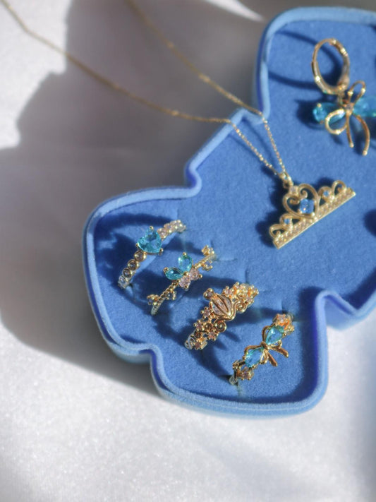 Cinderella Blue Dream Ring, Earring, Bracelet, Necklace Set