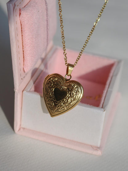 Floral Heart Personalized Photo Locket Necklace