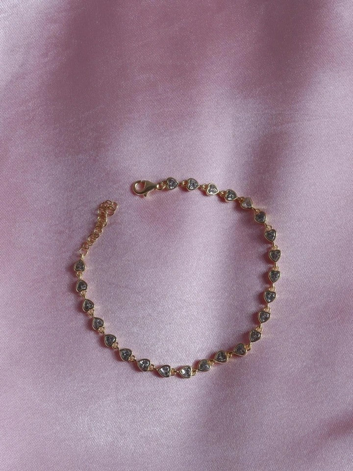 Tiny Heart Gleam 925 Silver Bracelet
