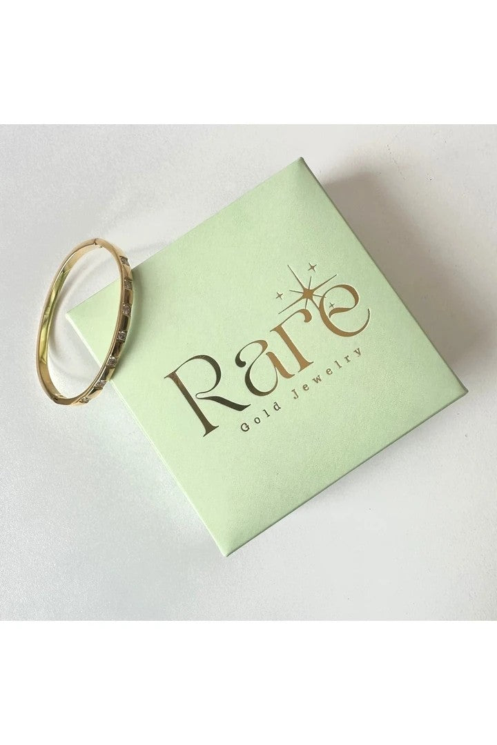 Square Zircon Stone Steel Cuff Bracelet